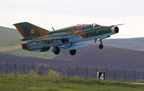 Romanian ilmavoimien käyttämä MiG 21 LanceR -hävittäjä kuvattuna vuonna 2014.