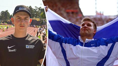 Keihäslahjakkuus Topi Parviainen (vas.) on maailmanmestari Aki Parviaisen veljenpoika.