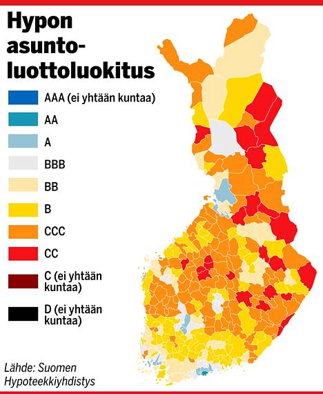 Katso, asutko A-, B- vai C-luokan alueella – pankki jakoi Suomen  asuinalueille luottoluokitukset - Taloussanomat - Ilta-Sanomat