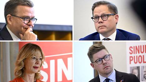 Keskustan Markus Lohi (oikealla ylhäällä) sekä Sdp:n Tytti Tuppurainen ja Antti Lindtman (oikealla alhaalla) syyttävät pääministeri Petteri Orpoa vääristä väitteistä.