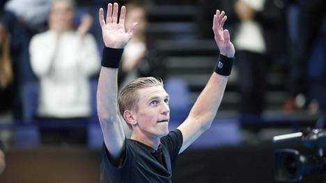 Jarkko Nieminen nosti Suomen tasoihin Tanskaa vastaan tenniksen Davis cupissa. Kuva Niemisen jäähyväisottelusta marraskuulta 2015.