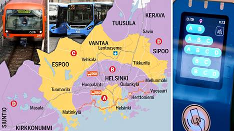 Tässä ovat Helsingin seudun liikenteen uudet vyöhykkeet.