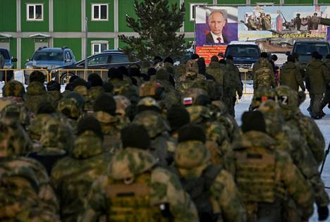 Mobilisoituja reserviläisiä Omskin kaupungissa Venäjällä tammikuun alussa.