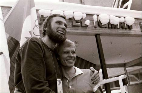Juha Mieto ja Kari Ristanen Sarajevon olympialaisissa vuonna 1984. 