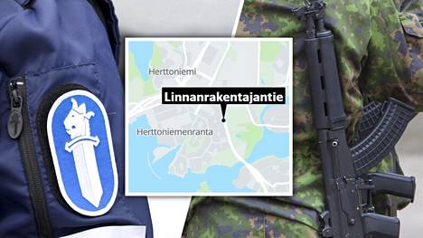 Poliisi epäilee, että varusmieheltä yritettiin viedä rynnäkkökivääri Helsingissä Linnanrakentajantiellä torstaina.