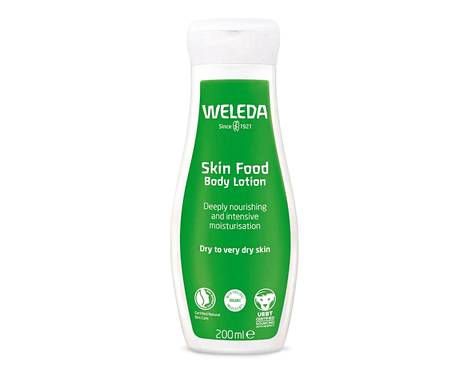 Kuivalle iholle sopiva Waledan Skin Food -vartalovoide syväkosteuttaa ihoa ja uudistaa sen suojakerrosta, 19,90 €. 