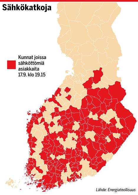Sähköt poikki lähes 70 000:lta, Hämeenlinnassa edelleen laajoja katkoksia –  katso tuorein tilanne - Kotimaa - Ilta-Sanomat
