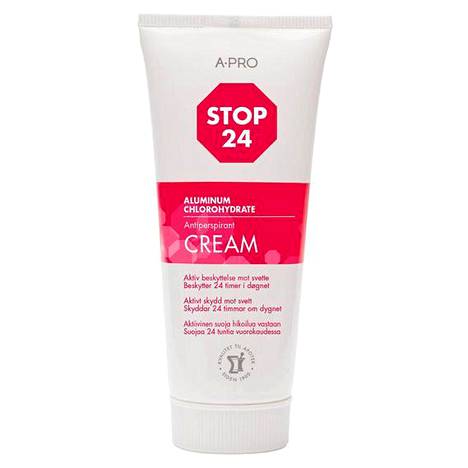 STOP 24 Cream levitetään puhtaalle iholle illalla, annetaan vaikuttaa yön yli huuhdellaan seuraavana aamuna saippualla ja vedellä. 12,50 €.