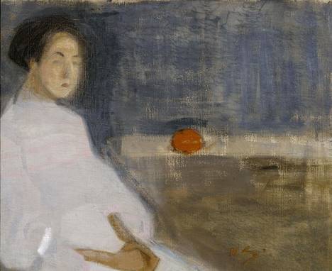 Helene Schjerfbeck maalasi Pukukuva I:n vuosina 1908–09. Se tunnetaan myös nimillä Tyttö ja appelsiini sekä Leipurin tytär. Mallina oli Taimi Lilja. Teon on Ateneumin kokoelmissa.