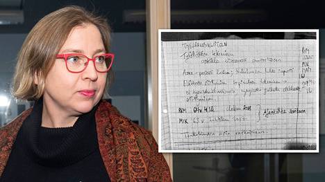 Tytti Yli-Viikarin uusi kirjallinen todiste on käsinkirjoitettu muistiinpano vuodelta 2016.