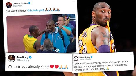 Urheilutähdet ilmaisivat järkytyksensä Kobe Bryantin kuolemasta.