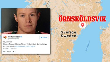 Markus Olsson katosi viikonloppuna ravintolaillan päätteeksi Ruotsin Örnsköldsvikissä. Hänet löydettiin myöhemmin kuolleena.