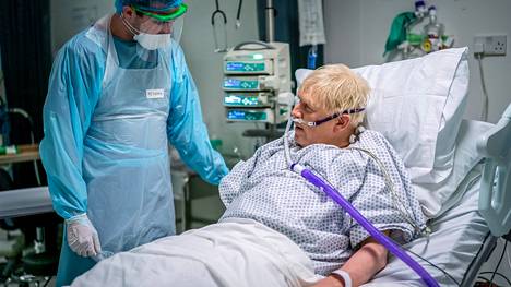 This England -sarja näyttää Branaghin esittämän Boris Johnsonin myös sairaalan potilaana.
