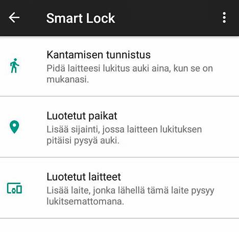 Smart Lock antaa kolme tapaa pitää puhelin avattuna.