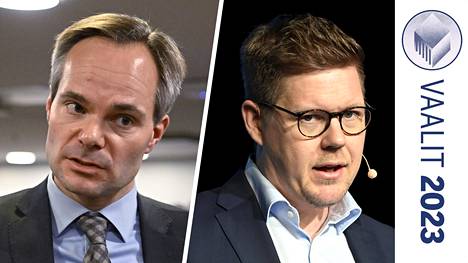 Kokoomuksen ryhmäpuheenjohtaja Kai Mykkäsen (vasemmalla) lausunnot tyrmistyttivät Sdp:n eduskuntaryhmän puheenjohtajan Antti Lindtmanin.