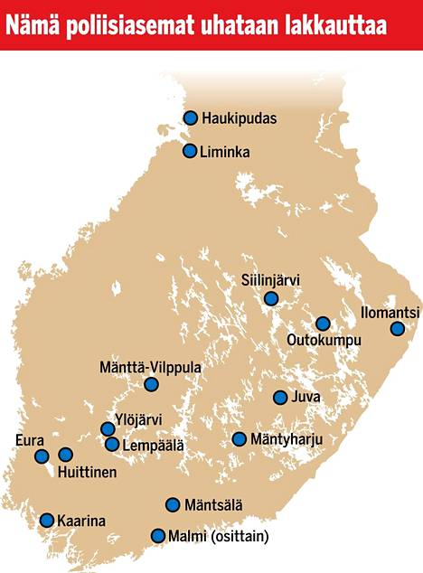 Jopa 15 poliisiasemaa uhkaa lakkauttaminen - Kotimaa - Ilta-Sanomat