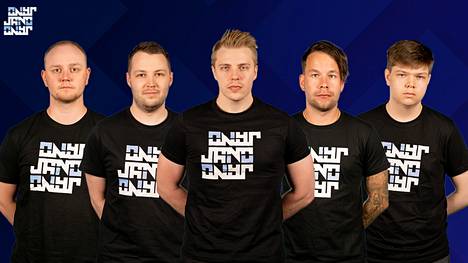 JANO Esportsin CS-pelaajat vasemmalta katsottuna: Tony ”arvid” Niemelä, Lasse ”ZOREE” Uronen, Olli ”sLowi” Pitkänen, Aleksi ”allu” Jalli & Otto ”ottob” Virtanen.
