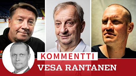 Jari Kurri (vas.) ja Harry Harkimo sekä Jokerien uuden omistajaryhmän Ossi Väänänen.