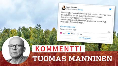 Perussuomalaisten helsinkiläinen kaupunginvaltuutettu Laura Korpinen esitti hämmentäviä ilmastolausuntoja Twitterissä.
