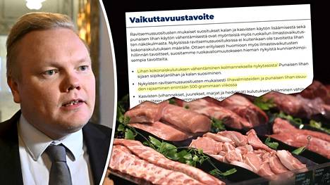 Maa- ja metsätalousministeri Antti Kurvinen on poistanut ilmastoruokaohjelmasta tavoitteet vähentää lihankulutusta kolmanneksen ja suosituksen syödä lihaa puoli kiloa viikossa.