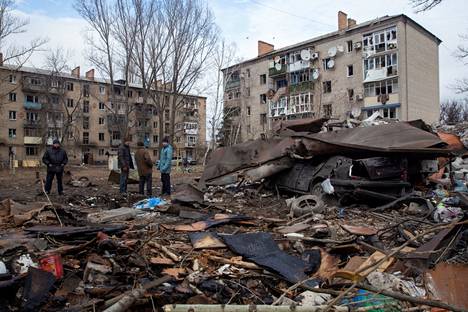 Venäjän iskujen tuhoja Kostjantynivkassa, Donetskin alueella.