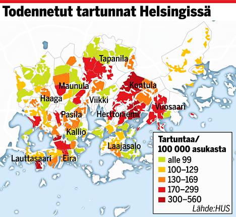 helsinki kartta kaupunginosat Katso kartta: Täällä on eniten koronatartuntoja Helsingissä 