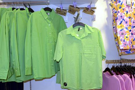 At clothing giant H&M's store, a bright green shirt was on display...