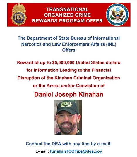 Yhdysvaltain viranomaiset toivovat vihjeitä Daniel Kinahanin liikkeistä.