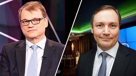 EK:n puheenjohtajan Veli-Matti Mattilan (oik.) puheita suomalaisten liian isoista palkoista ihmettelee jo pääministeri Juha Sipilä (kesk).