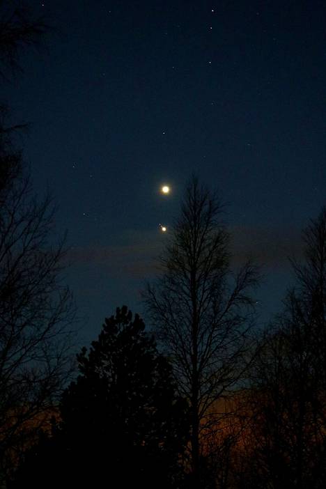 Venus ja Jupiter kuvattuna Kuusamossa.