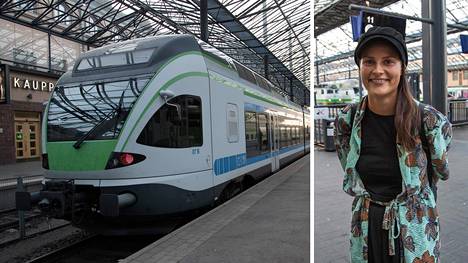 Nina Nivanaho jatkoi matkaa vielä Turkuun. –Vettä jos jostain saisi, hän huokasi päästyään pois junasta.