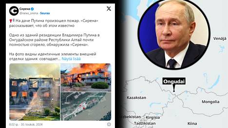 Yksi Putinin lomakompleksin rakennuksista tuhoutui palossa lähes täysin.