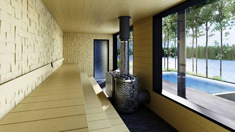 PihlasResortin alueeseen kuuluu myös yhteisiä tiloja, kuten kuntosali sekä sauna järvinäköalalla.
