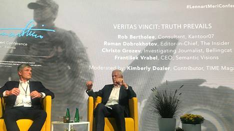 Semantic Visionsin johtaja Frantisek Vrabel (vas) esiintyi syyskuun alussa Tallinnan Lennart Meri -konferenssissa. Vrabelin kanssa lavalla on turvallisuuskonsultti Rob Bertholee. 