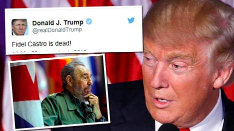 Yhdysvaltain presidentiksi valittu Donald Trump on toistaiseksi reagoinut Fiden Castron kuolemaan ainoastaan Twitterissä.