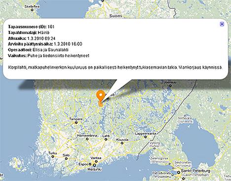 Elisa ja Saunalahti julkistavat verkkohäiriöt kartalla. - Mobiili -  Ilta-Sanomat