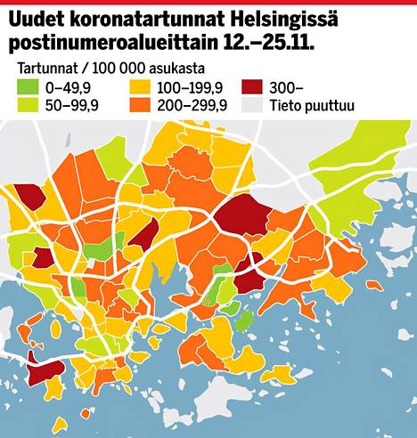 Helsingin koronatilanne muuttunut rajusti eri postinumeroalueilla – katso  mihin suuntaan asuinpaikat ovat menossa - Kotimaa - Ilta-Sanomat