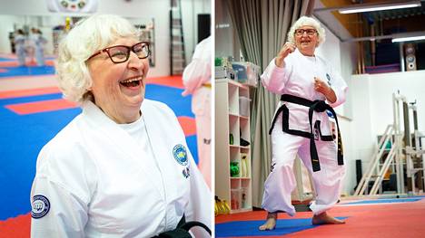 Salme Nummelaa eivät 82 ikävuotta paljoa paina. Taekwondon ansiosta kunto on parempi kuin harrastusta aloittaessa seitsemän vuotta sitten.
