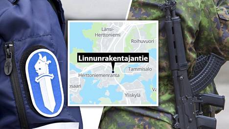 Poliisi epäilee, että varusmieheltä yritettiin viedä rynnäkkökivääri Helsingissä Linnanrakentajantiellä torstaina.