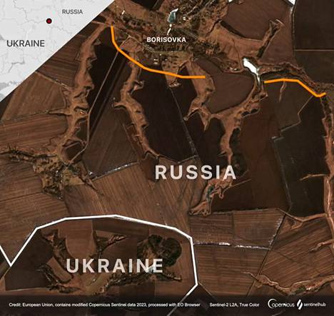 Linnoituksia on tehty myös Venäjän puolelle ainakin Borisovkan kaupungin eteläpuolelle lähelle Ukrainan rajaa.