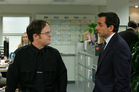 Dwight (Rainn Wilson) and Michael (Steve Carell).