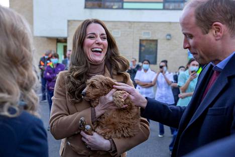Alfie-koiranpentu sai herttuatar Catherinen nauramaan leveästi.