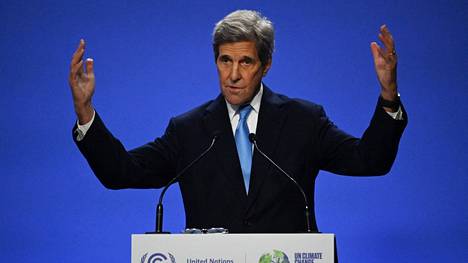 Yhdysvaltain ilmastolähettiläs John Kerry puhui Kiinan ja Yhdysvaltain yhteishankkeen esittelyssä keskiviikkona Glasgowssa.