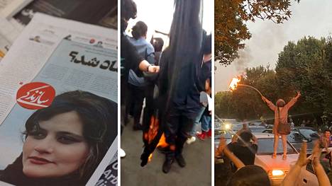Mahsa Aminin (vas.) kuolema on saanut aikaan laajat mielenosoitukset Iranissa.