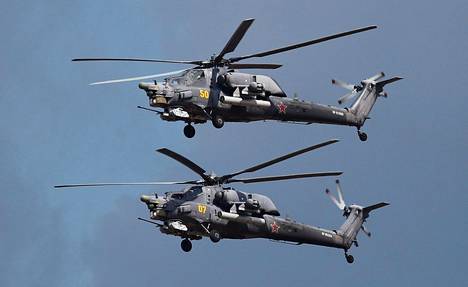 Mil Mi-28 -helikoptereita kuvattuna vuonna 2018.