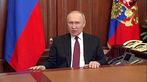 Vladimir Putinin kylmäävä televisiopuhe esitettiin Venäjällä varhain 24. helmikuuta 2022.