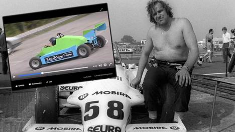 Jorma Airaksinen Englannin Grand Prix’ssä vuonna 1983 F3-autonsa vieressä. Nyt häneltä on varastettu pikkukuvan kaltaisia ajopelejä.