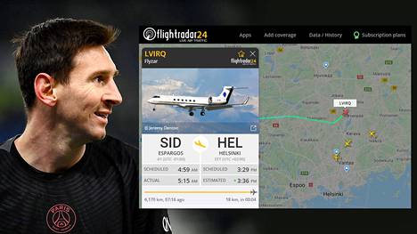 Lionel Messin lentokone saapui Suomeen tiistaina.