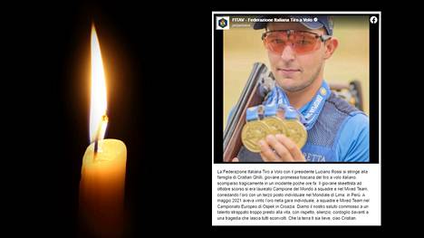 Italiassa surraan nuoren urheiluampujan Cristian Ghillin kuolemaa.