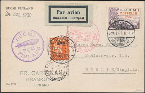 Vuoden 1930 Zeppelin-postimerkki virhepainamalla ”1830” on yksi harvinaisia kohteita.